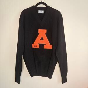 Vintage 1970's Tennessee American Inc Orlon Letter Sweater, Blk/Orange, L